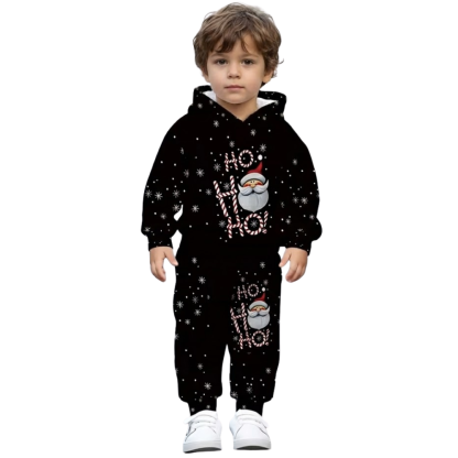 Christmas Themed Hoodie Pants Set For Boys
