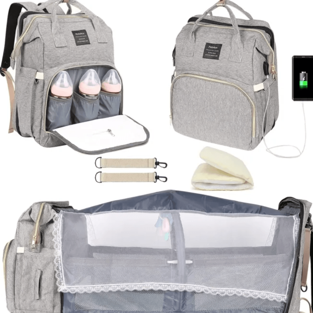 Backpack With Changing Station And USB Port-Diaper Reusable