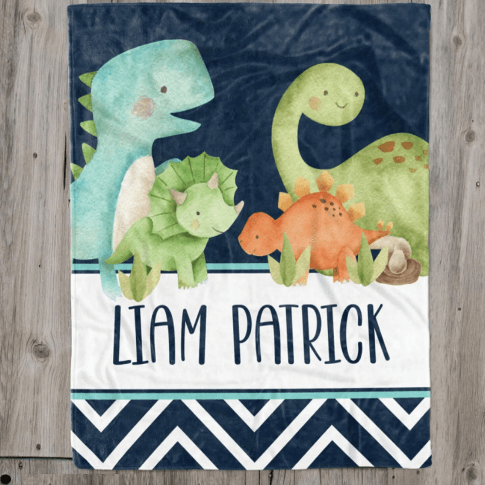Watercolor Dinosaur Name Blanket-Diaper Reusable