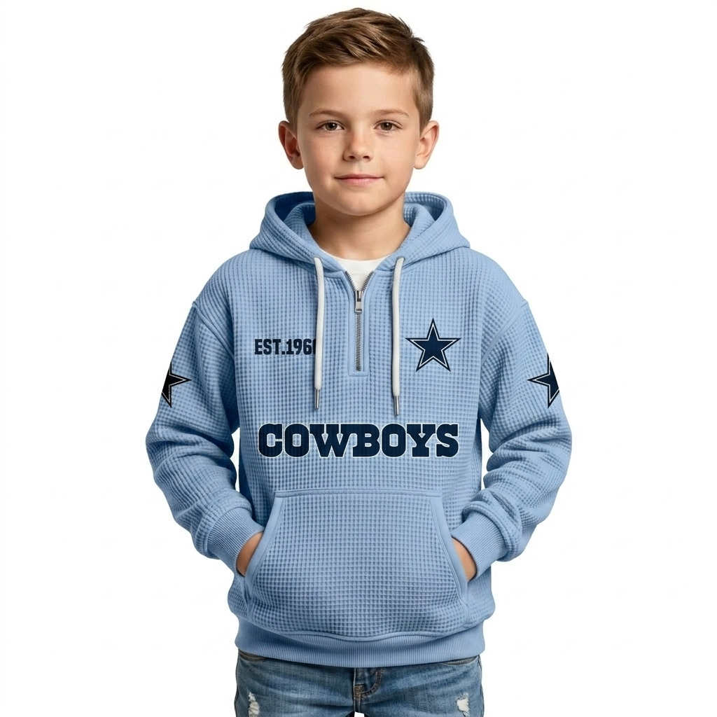 Vintage Star With EST 1960 Printed Quarter Zip Hoodie For Kids