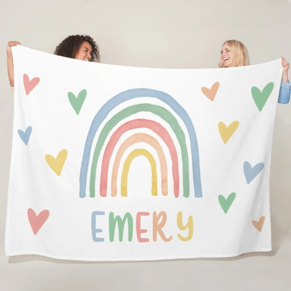 Watercolor Rainbow Name Blanket-Diaper Reusable