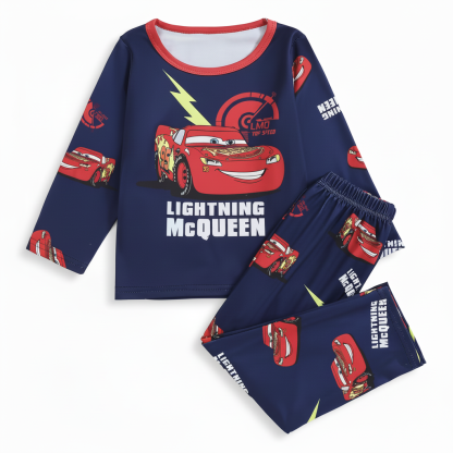 2 Piece Racing Car Print Sleepwear Pajama Set