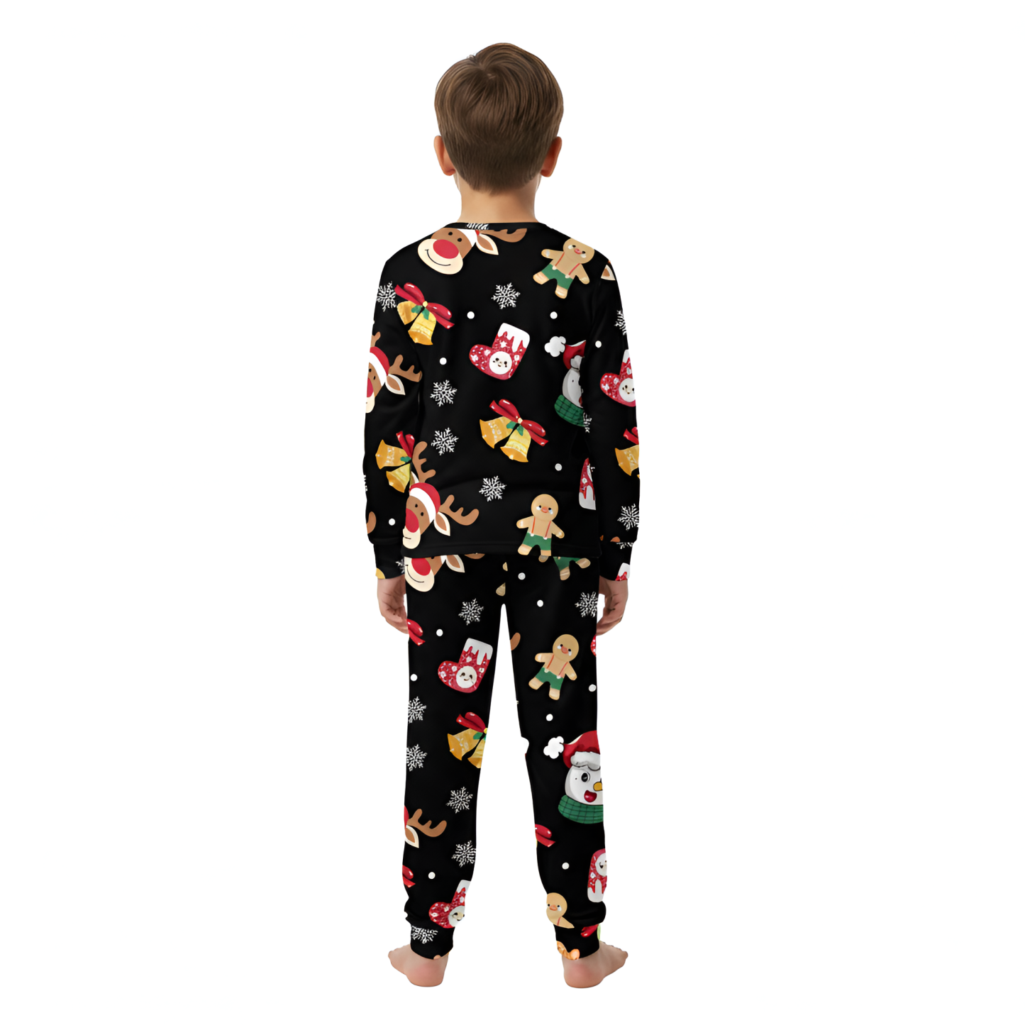 Christmas Reindeer And Snowman Print Long Sleeve Outfit Set