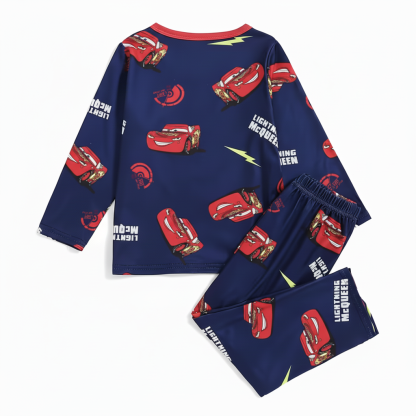 2 Piece Racing Car Print Sleepwear Pajama Set
