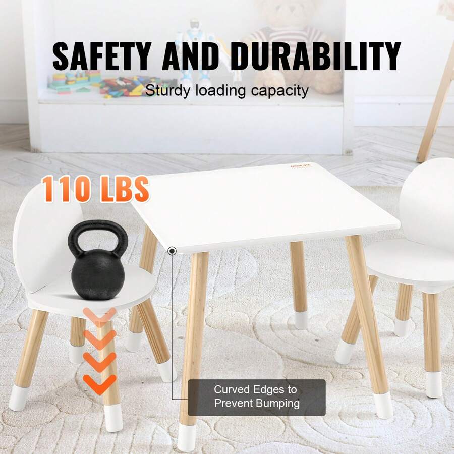 Kids Table And 2 Chairs Set, Toddler Table And Chair Set, Children Multi-Activity Table For Art, Craft, Reading, Learning, Christmas Gift - White - View 5