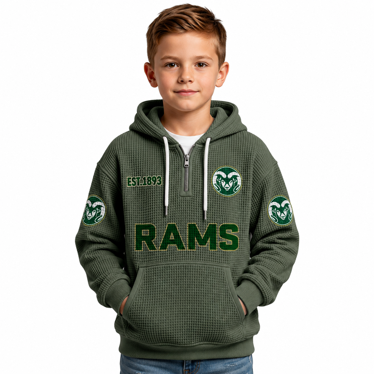 Los Angeles Rams Football Quarter Zip Hoodie For Kids