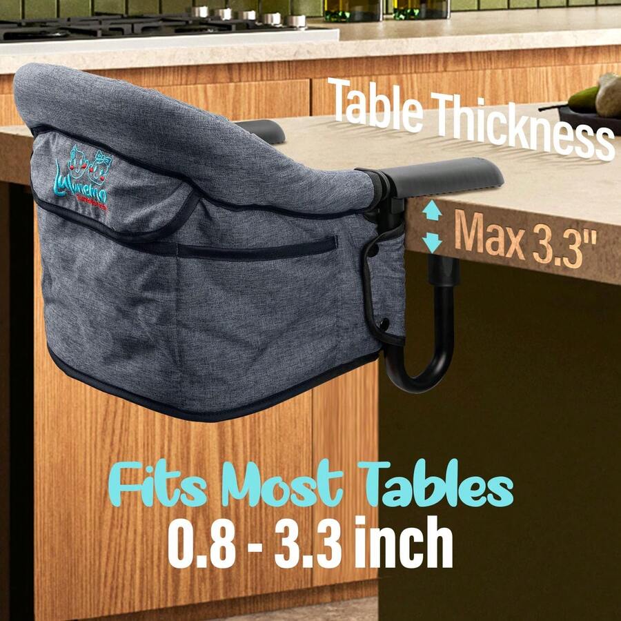 Hook On High Chair - Portable & Foldable For Babies 6-36 Months, Family & Travel Use With Carry Bag (Grey) - Ash - View 3