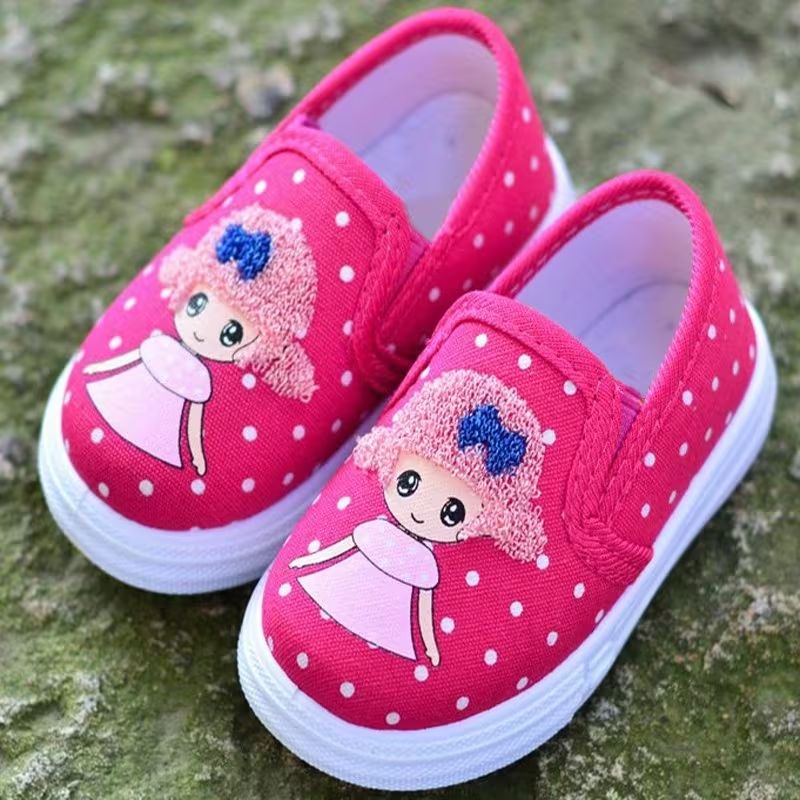 Polka Dot Canvas Slip On Sneakers For Toddler Girls