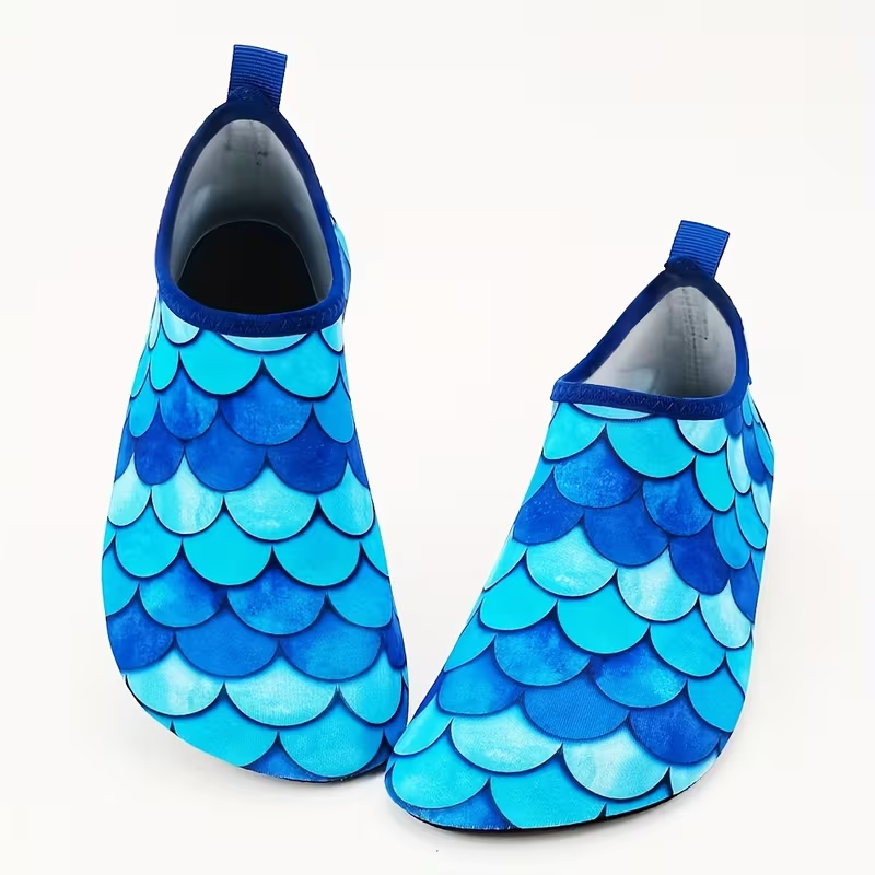 Fish Scale Print Casual Slip On Water Shoes For Kids