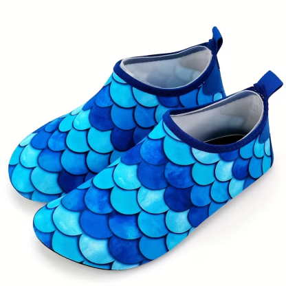 Fish Scale Print Casual Slip On Water Shoes For Kids