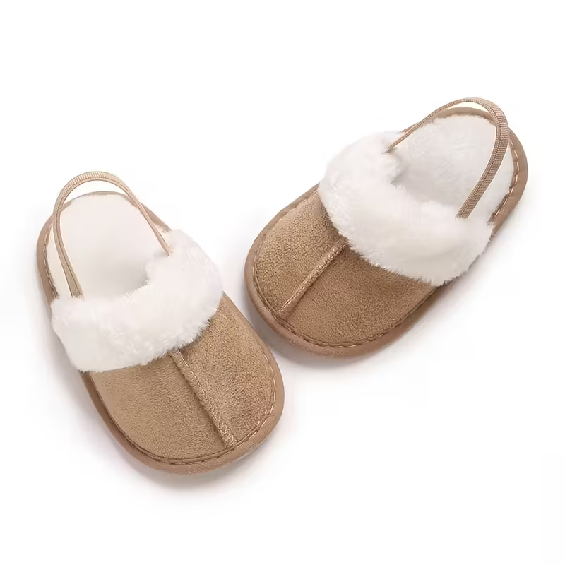 Cozy Plush Baby Girl Slippers With Soft Non Slip Sole