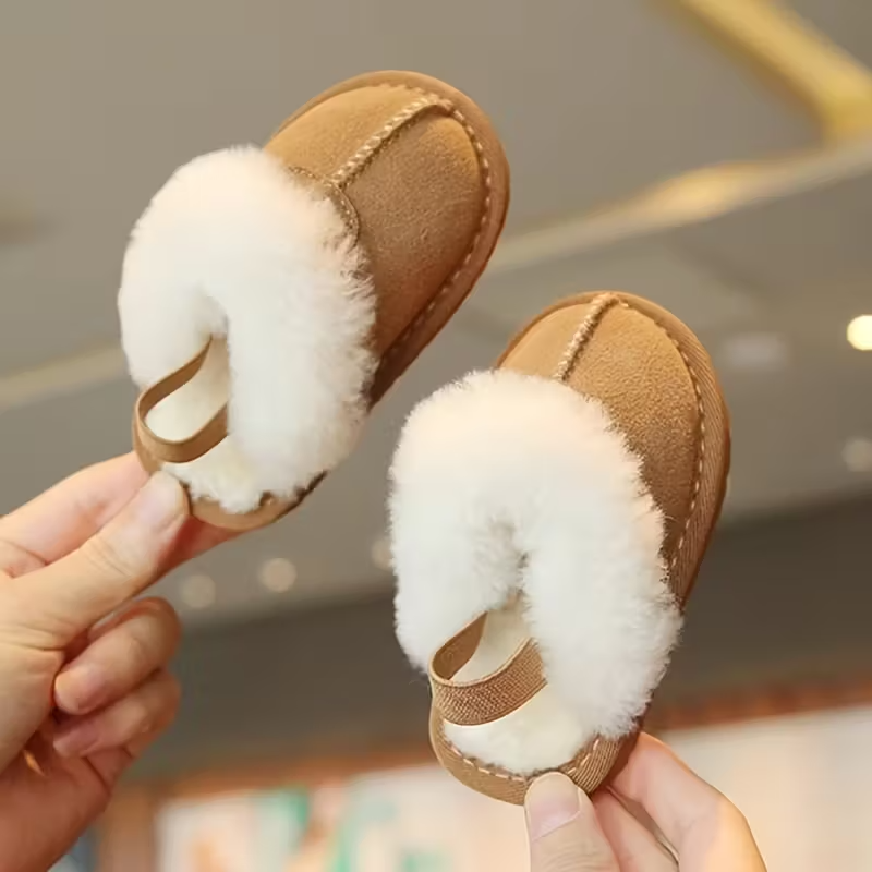 Cozy Plush Baby Girl Slippers With Soft Non Slip Sole