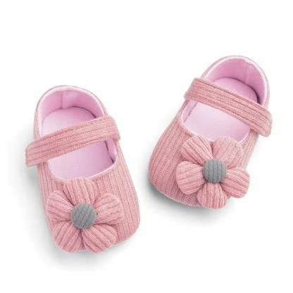 Princess Style Baby Slip On Shoes With Flower Design