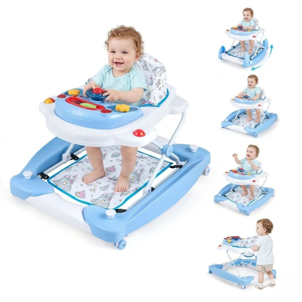 6-in-1 Adjustable Baby Walker Activity Center With Music