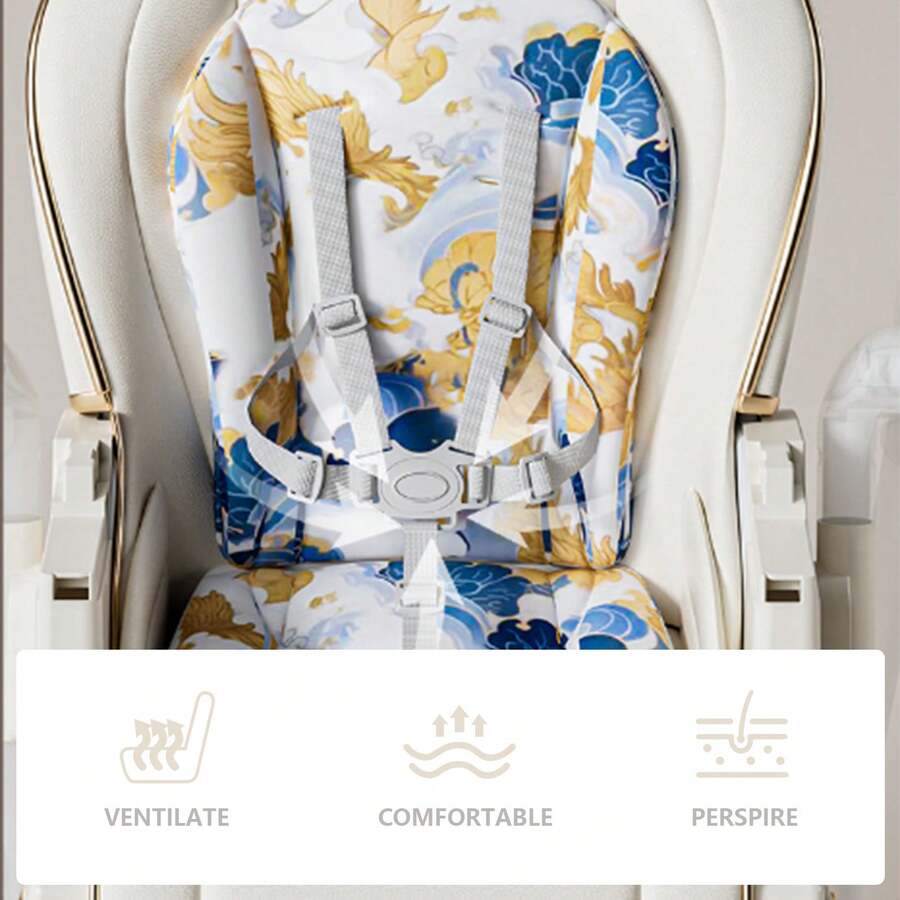 Lcchabls 3-In-1 Baby High Chair With Removable Dual Trays, Adjustable Feeding & Rocking Seat For Toddlers, 8 Height Levels, Reclining Backrest, Locking Wheels, PU Cushion, Foldable Travel Design, Ages 1+ - White - View 7