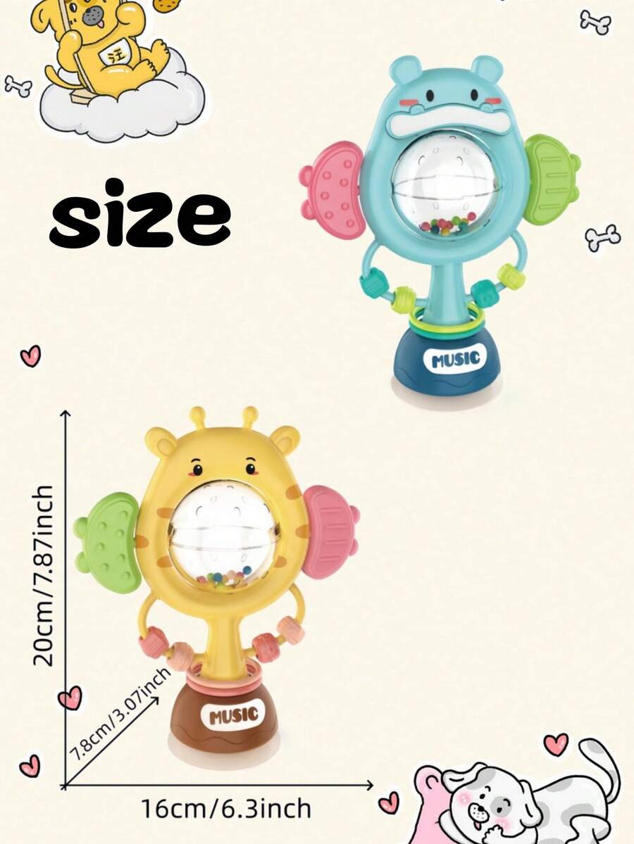 3pcs Suction Cup Rotating Toys, Baby And Toddler Sensory Fidget Toys, Suitable For Bath And High Chair Baby Sensory Toys, Great Gift For Toddlers - Table Bell - View 9