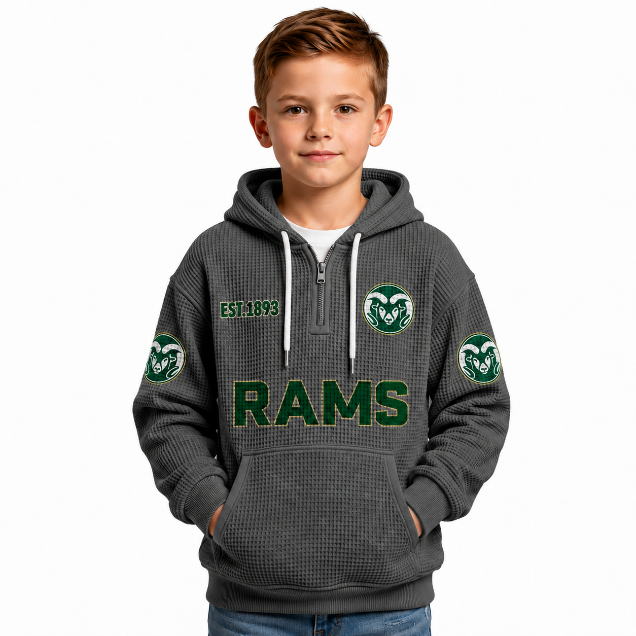 Los Angeles Rams Football Quarter Zip Hoodie For Kids