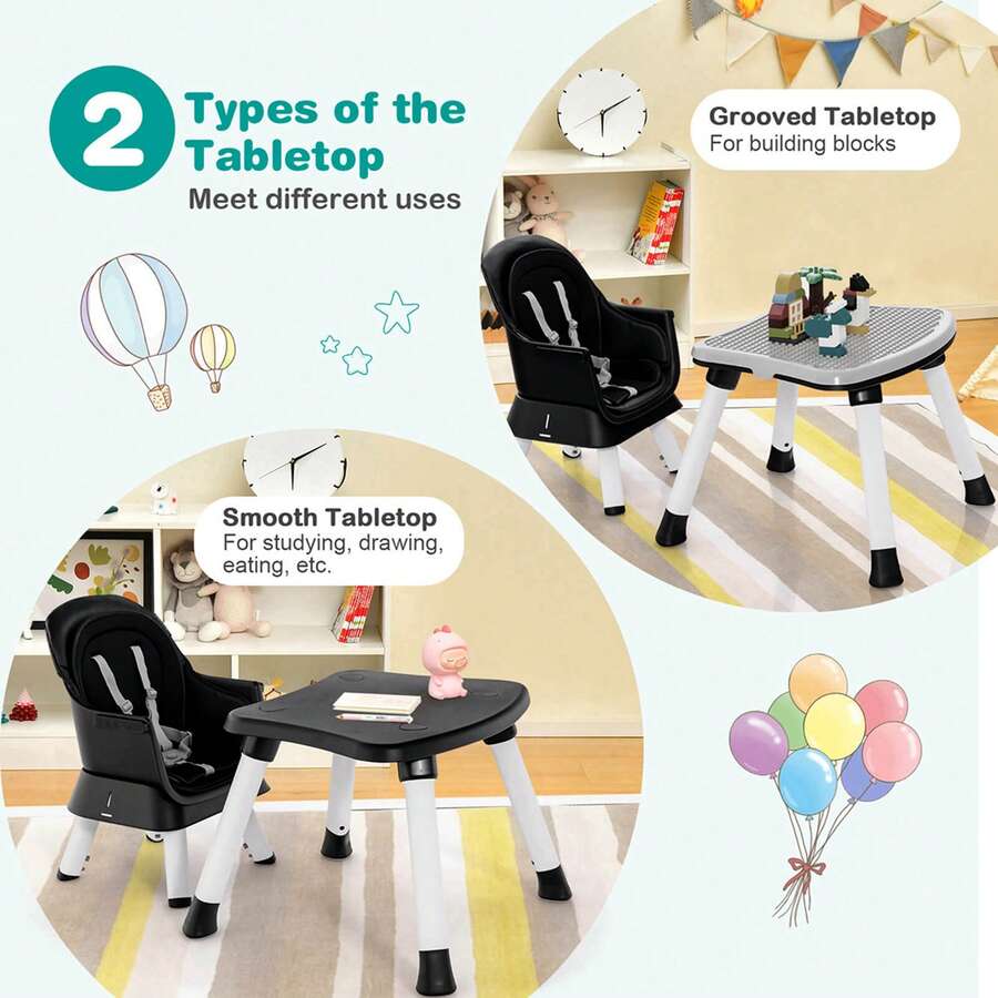 8-In-1 Baby High Chair With  Double-Layer Cushions Multifunctional Toddler - Black - View 6
