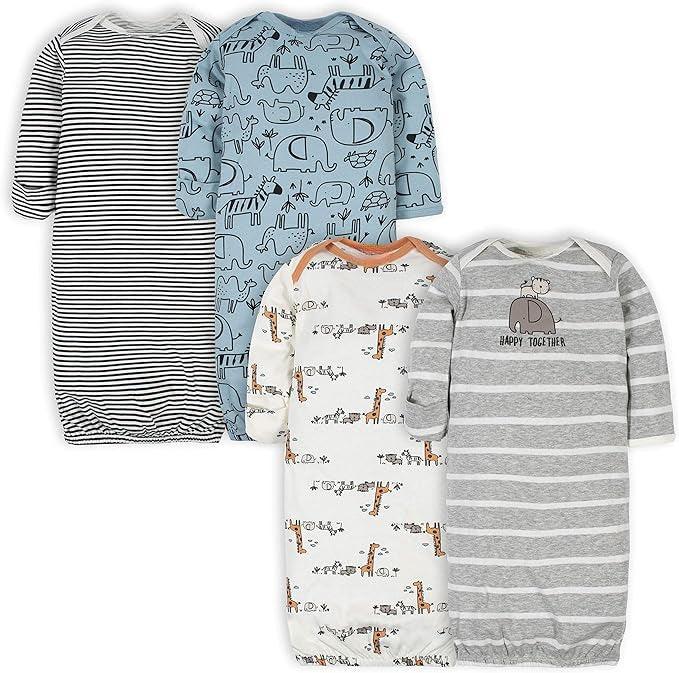 Pack Of 4 Sleeper Gowns For Baby With Cool Graphics-Diaper Reusable