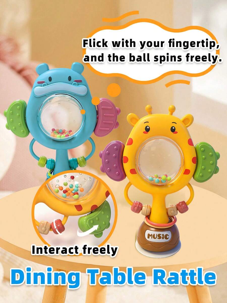 3pcs Suction Cup Rotating Toys, Baby And Toddler Sensory Fidget Toys, Suitable For Bath And High Chair Baby Sensory Toys, Great Gift For Toddlers - Table Bell - View 10