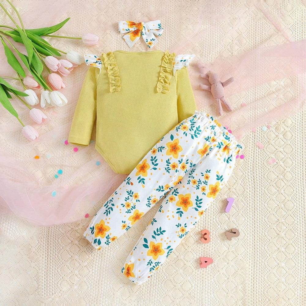 Floral Print Outfit Set-Diaper Reusable