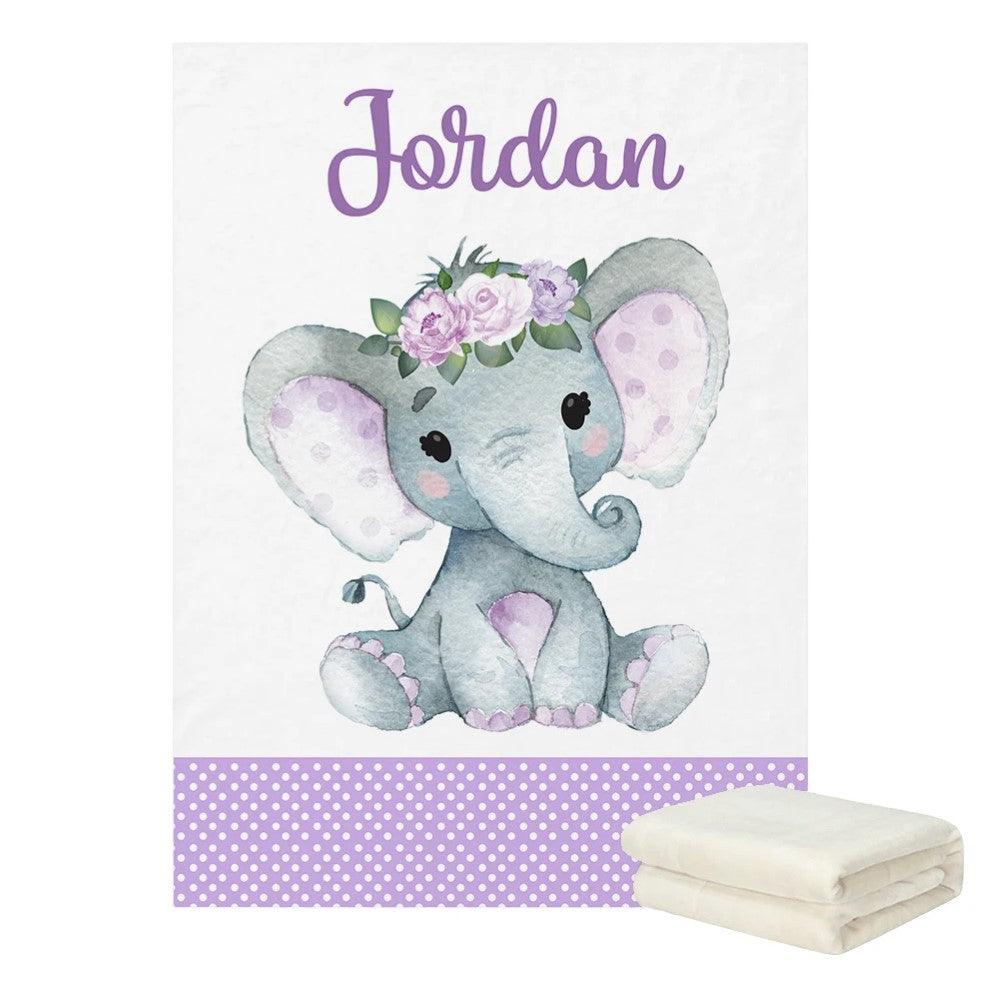 3 Piece Flower Elephant Custom Name Bedding Set-Diaper Reusable