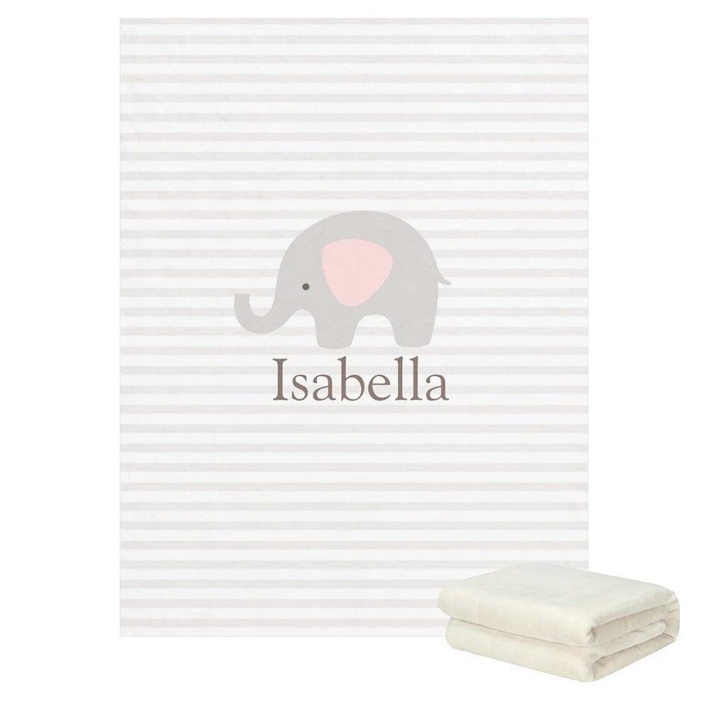 Elephant Stripe Name Blanket-Diaper Reusable