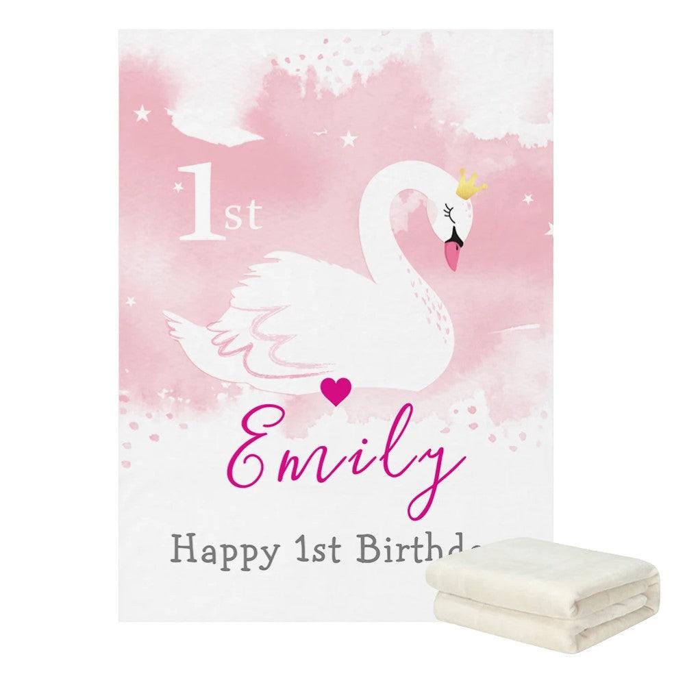Swan Princess Birthday Blanket-Diaper Reusable