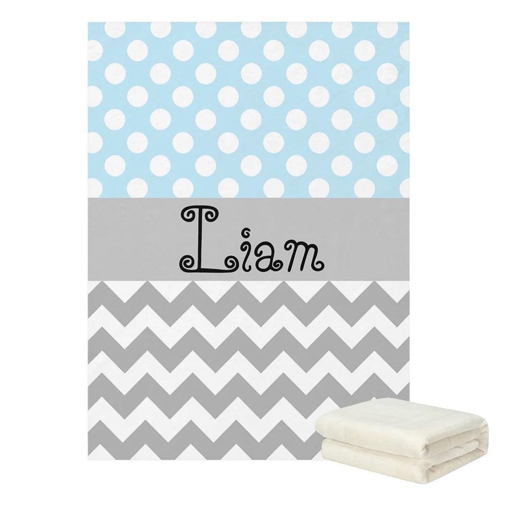 Dots Chevron Name Blanket-Diaper Reusable