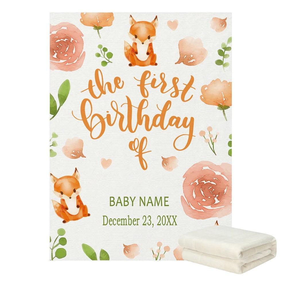 First Birthday Blanket – Personalized Baby Milestone Gift-Diaper Reusable