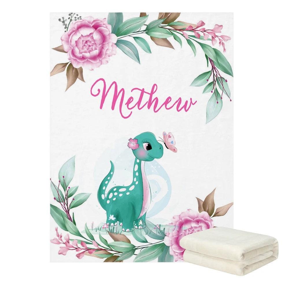 Dinosaur Custom Name Blanket for Nursery Decor-Diaper Reusable