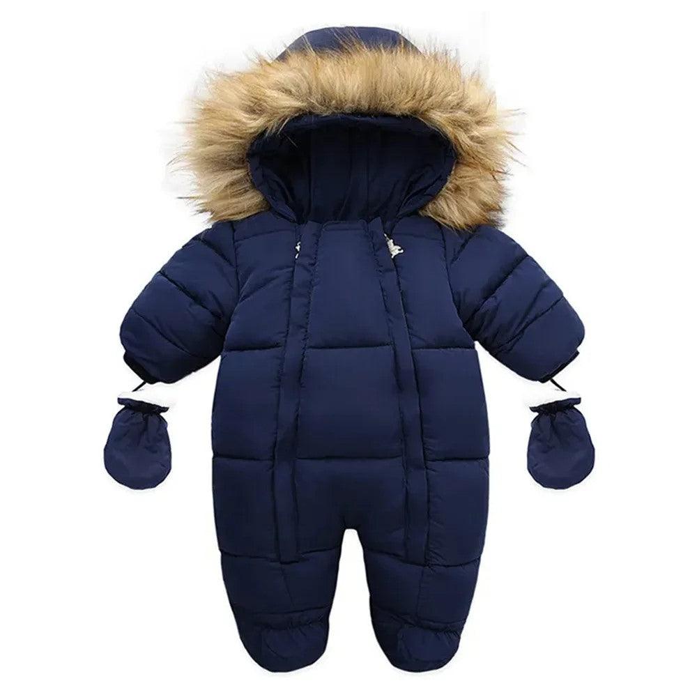 Winter Baby Romper Suit With Hood and Gloves-Diaper Reusable