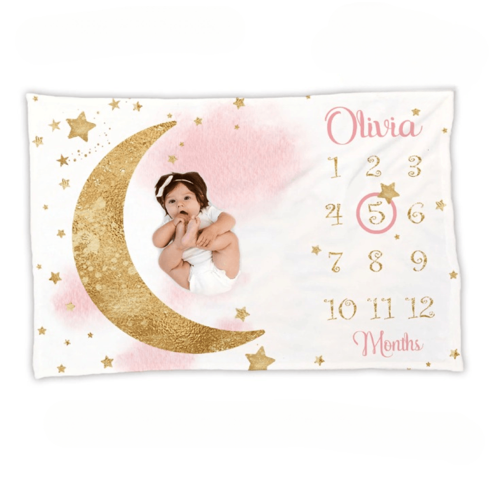 Teddy Milestone Photo Blanket for Monthly Baby Pictures-Diaper Reusable