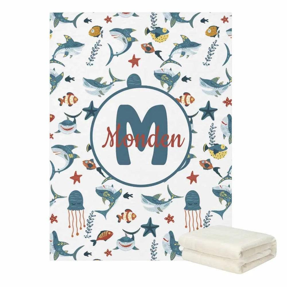 Personalized Shark Baby Blanket-Diaper Reusable