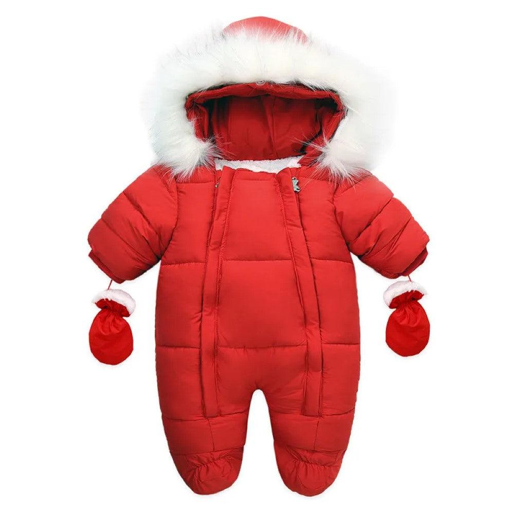 Winter Baby Romper Suit With Hood and Gloves-Diaper Reusable