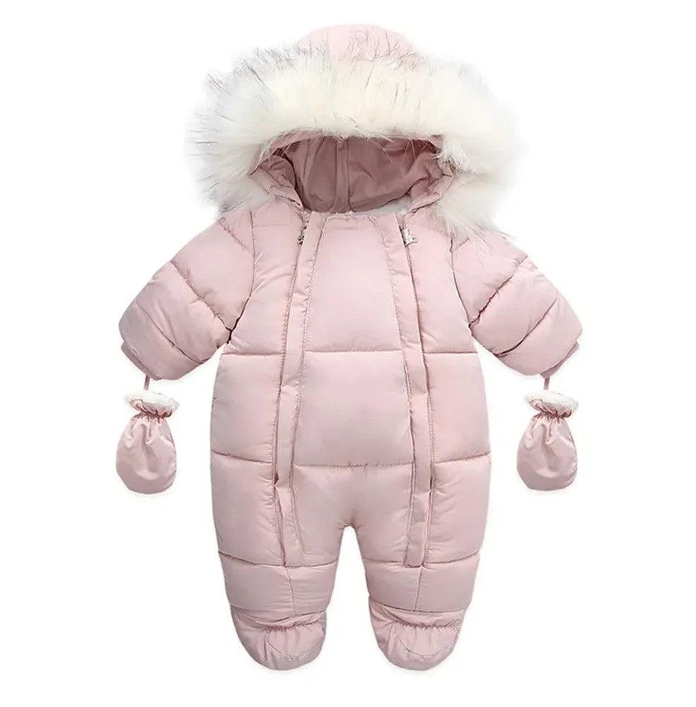 Winter Baby Romper Suit With Hood and Gloves-Diaper Reusable