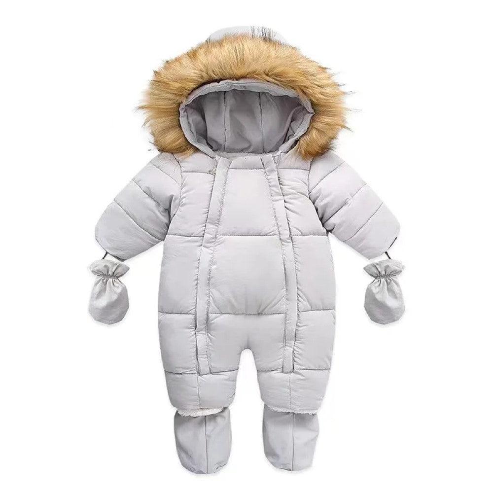 Winter Baby Romper Suit With Hood and Gloves-Diaper Reusable