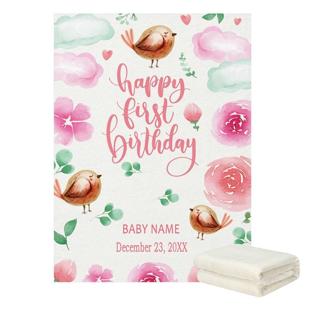 First Birthday Blanket – Personalized Baby Milestone Gift-Diaper Reusable