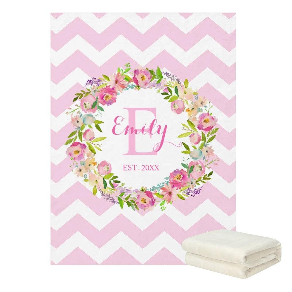 Name Printed Flower Blanket-Diaper Reusable