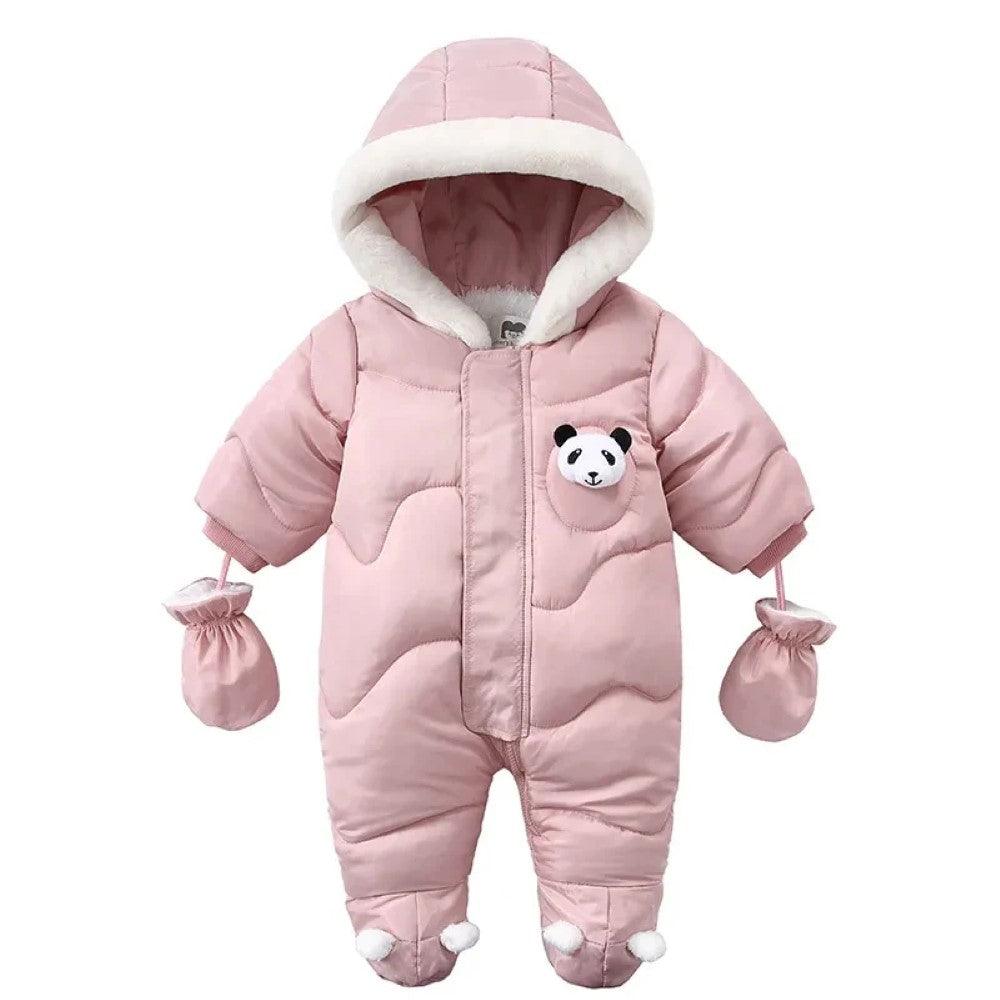 Winter Baby Romper Suit With Hood and Gloves-Diaper Reusable