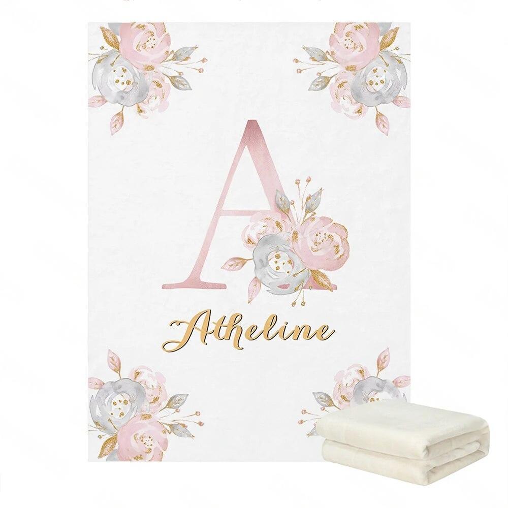 Custom Floral Name Blanket-Diaper Reusable