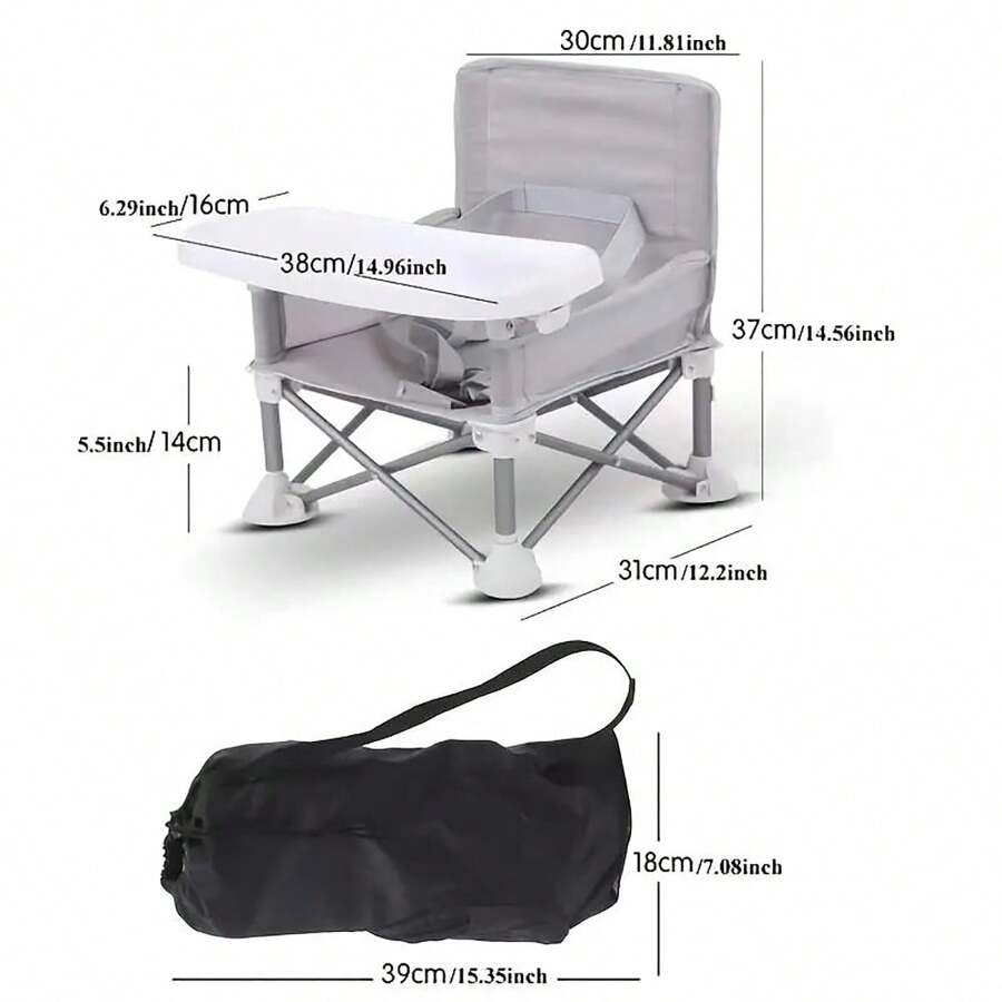 1 Pc Gray Portable Foldable Children's High Chair For Baby Eating And Dining Out - Pink - View 2