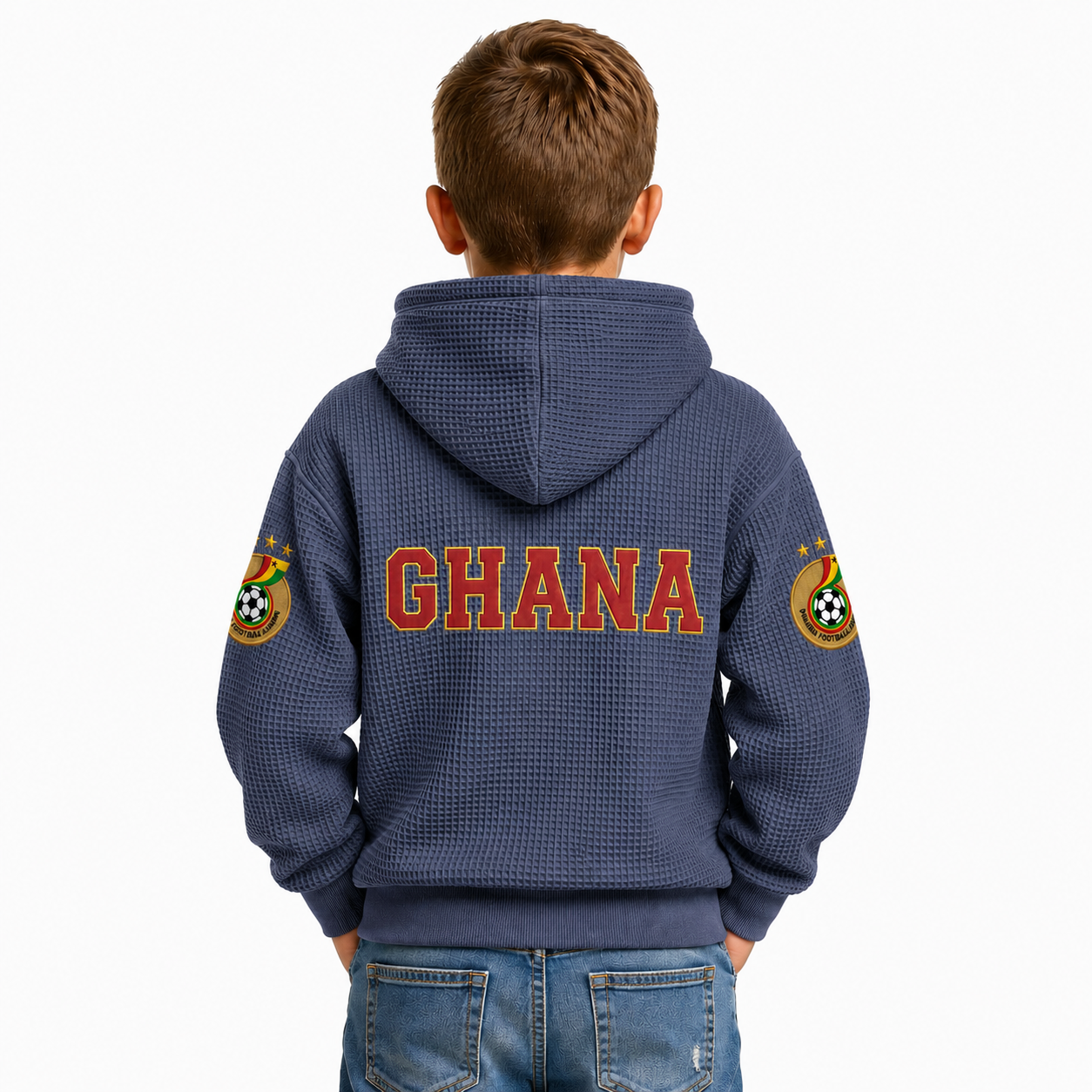 FIFA 2026 Ghana Printed Waffle Quarter Zip Football Fan Hoodie For Kids