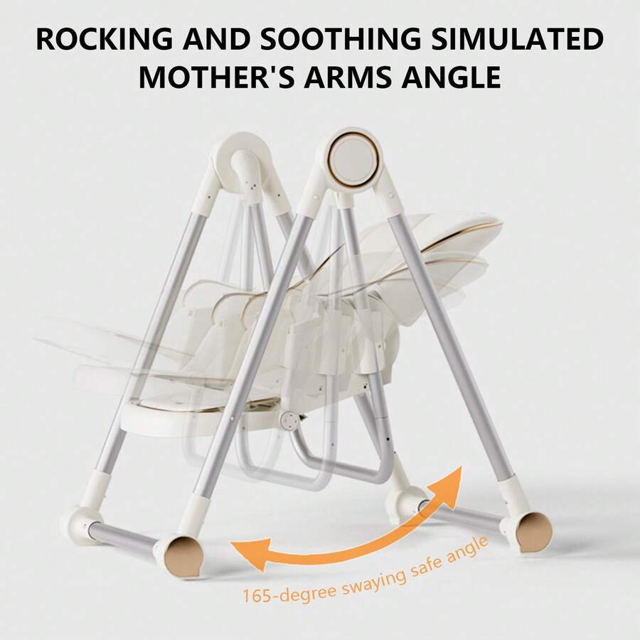 CHIQUERID Baby High Chair,Foldable High Chair ,Adjustable 2-In-1 High Chair&Swing Chair With 4 Locking Wheels/Double Tray For Babies And Toddlers,Comfortable/Easily Meets Baby's Feeding And Resting Needs - White - View 3