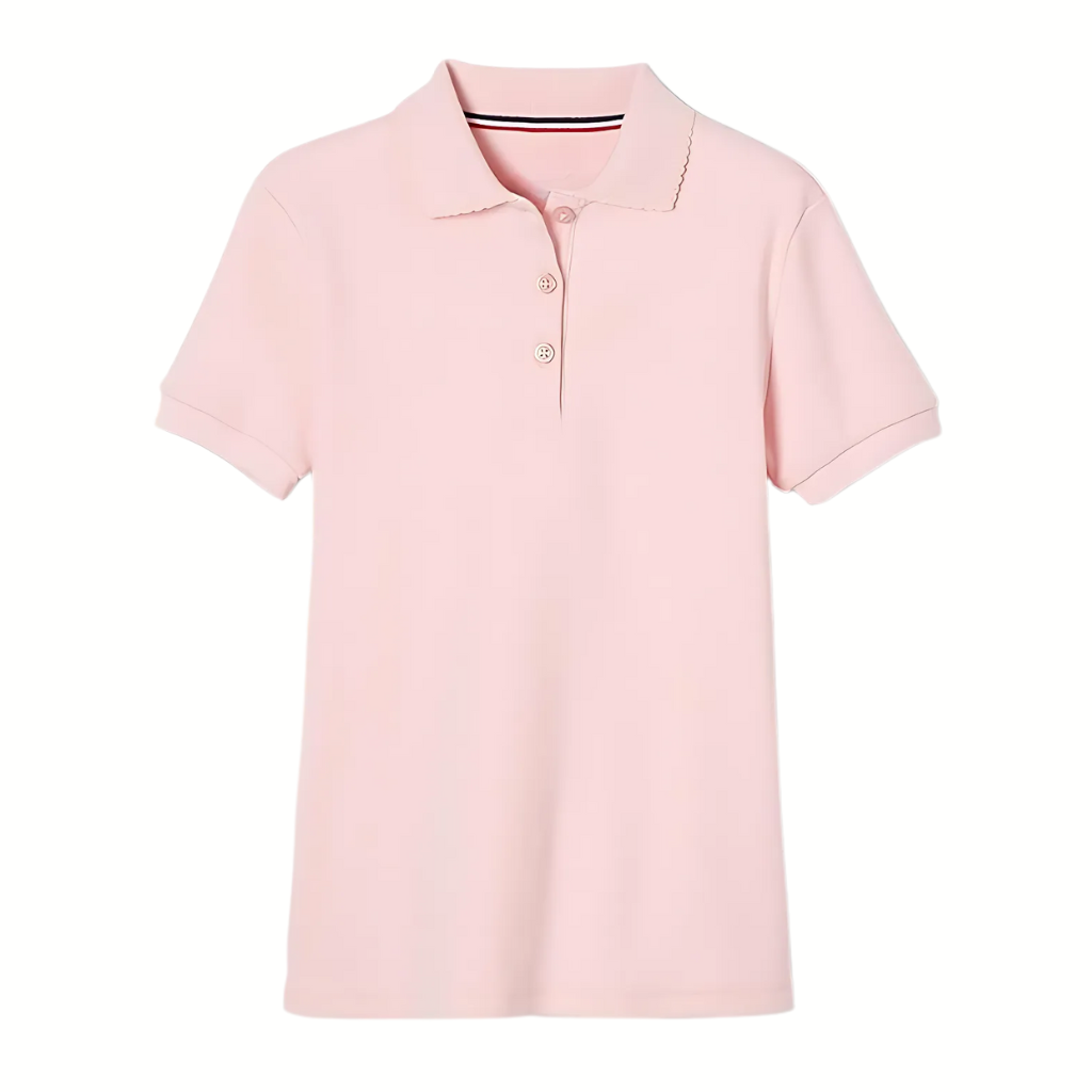 Girls Short Sleeve Picot Collar School Uniform Shirt