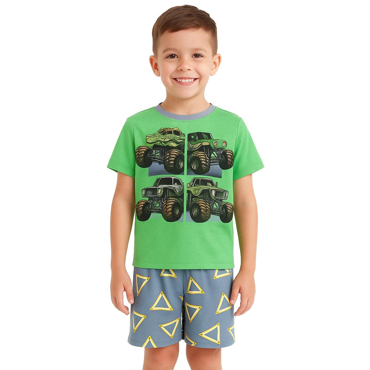 Print Pajama Set Boys Cool Comfort Meets Kid Friendly Style-Diaper Reusable