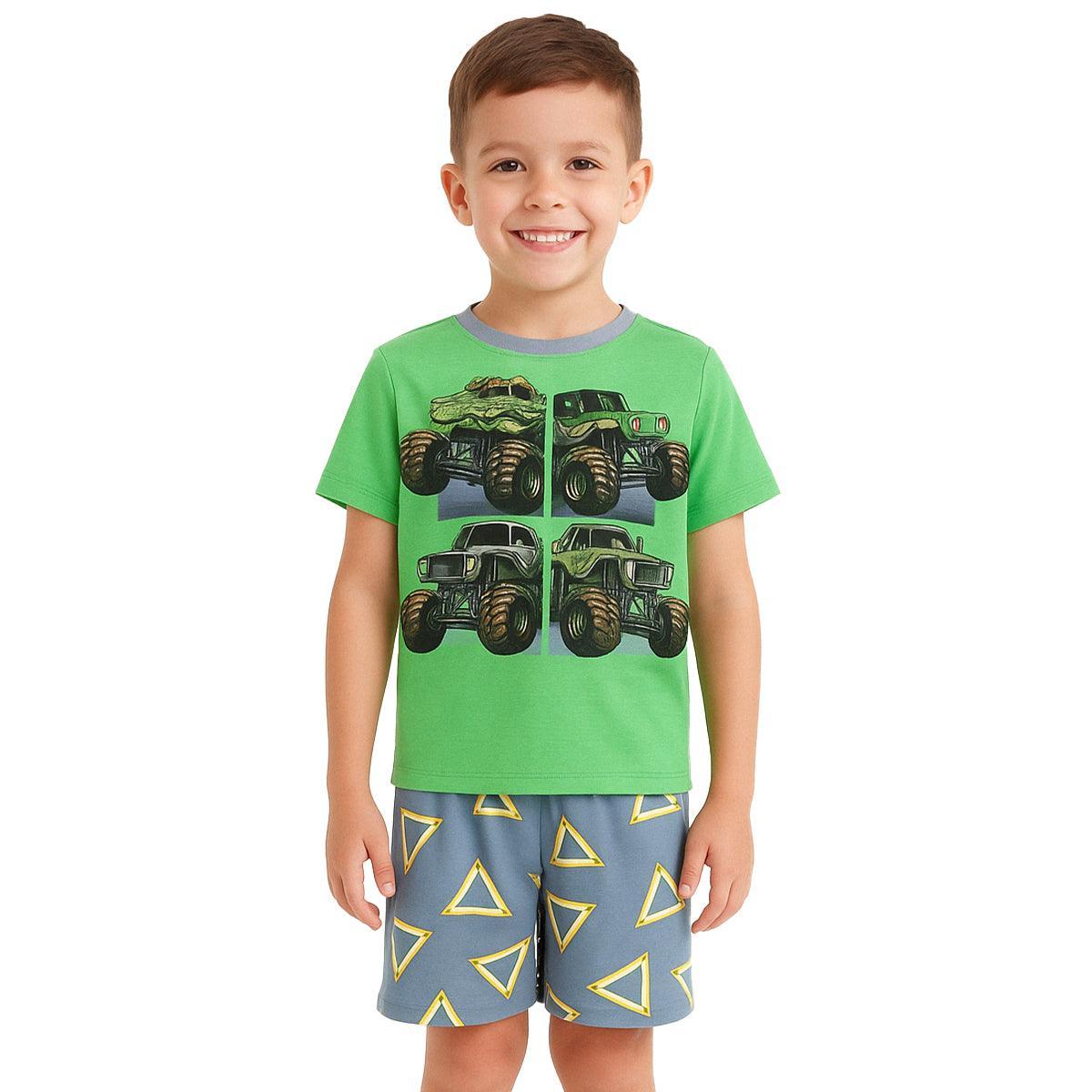 Print Pajama Set Boys Cool Comfort Meets Kid Friendly Style-Diaper Reusable