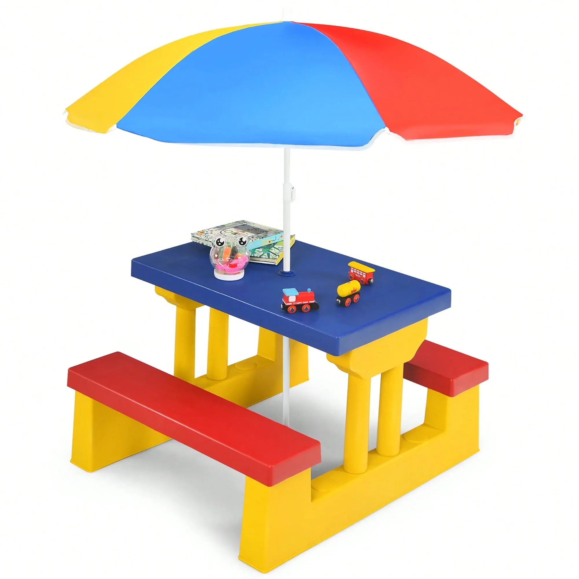 Kids Picnic Table Set With Removable Umbrella