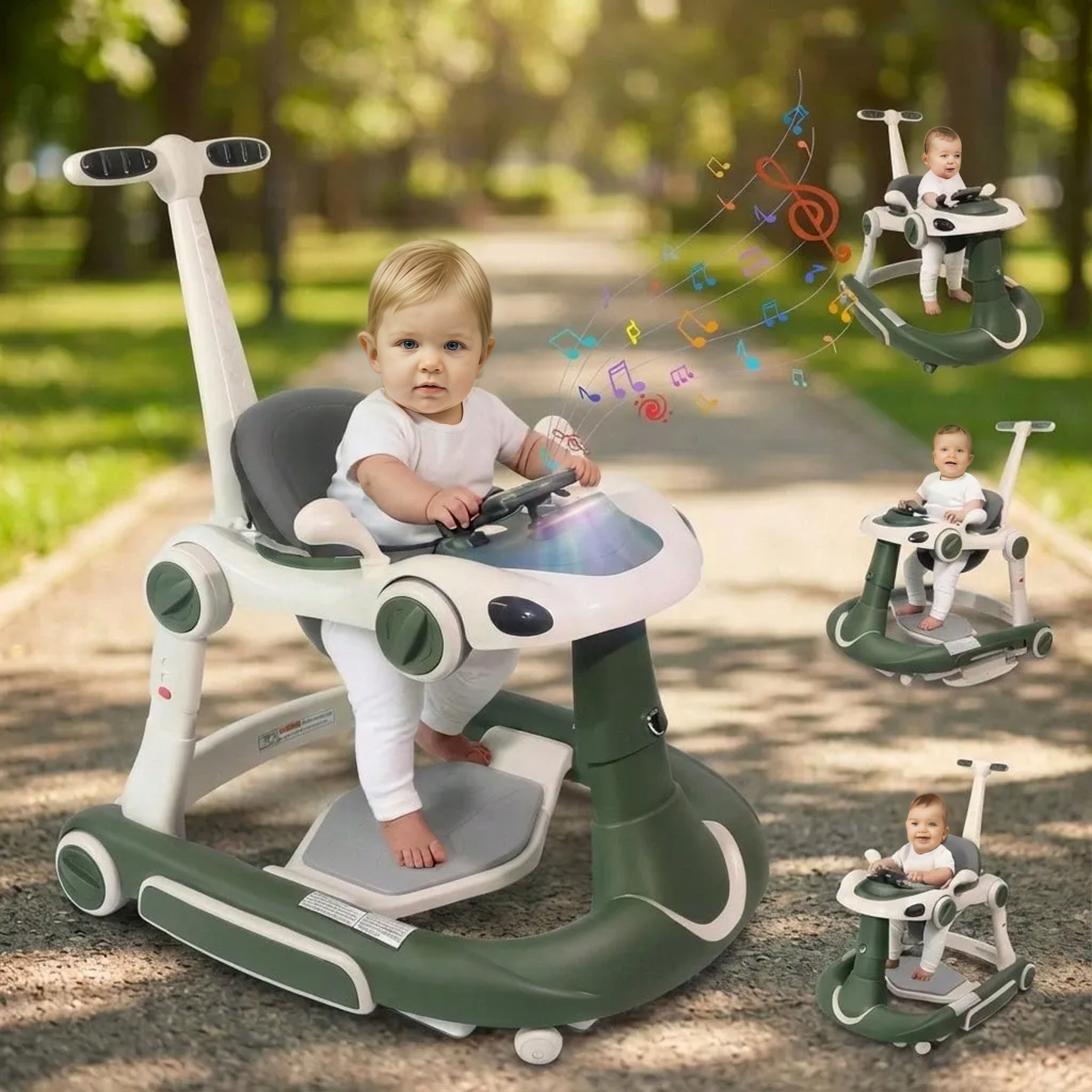 4 In 1 Foldable Infant Walker Steering Wheel For Toddler