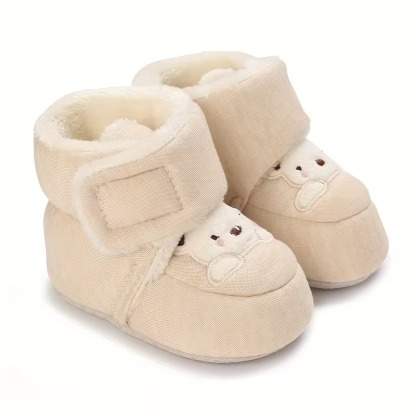 Winter Boots For Babies With Bear Embroidery And Soft Fabric